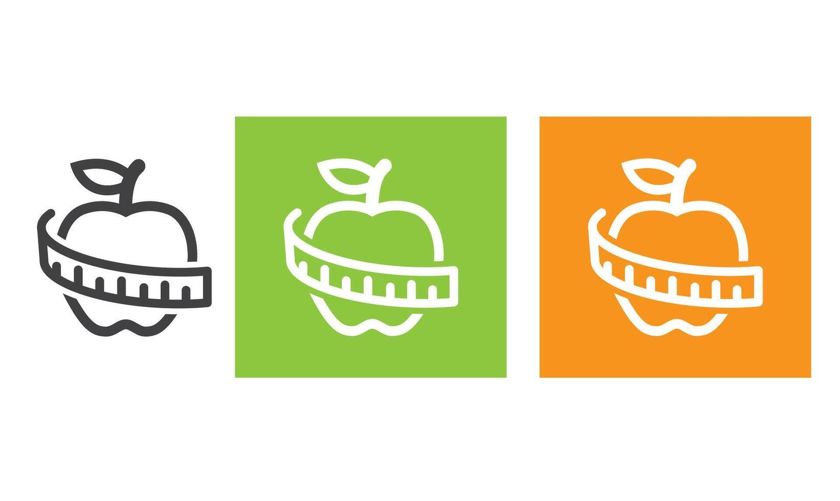 Apple icon with centimeter, sign lose weight icon. vector