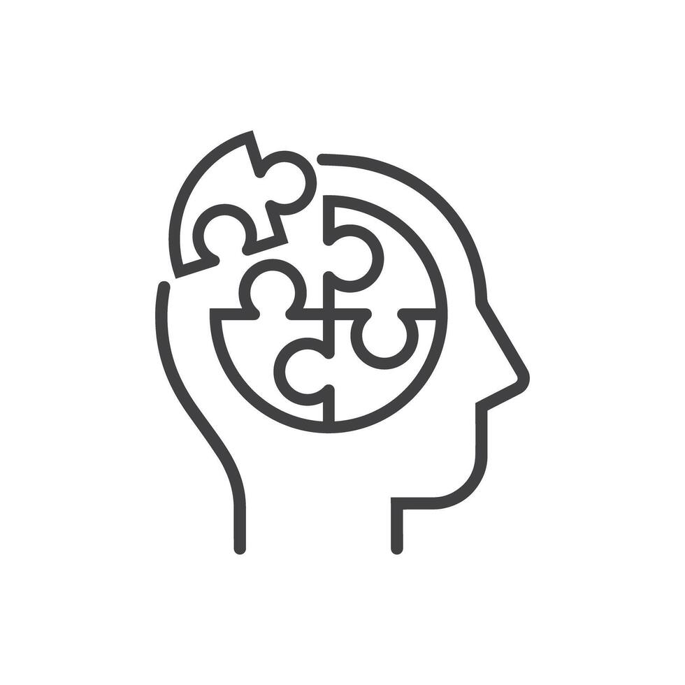 Human head with puzzle piece, idea, concept, , icon. vector