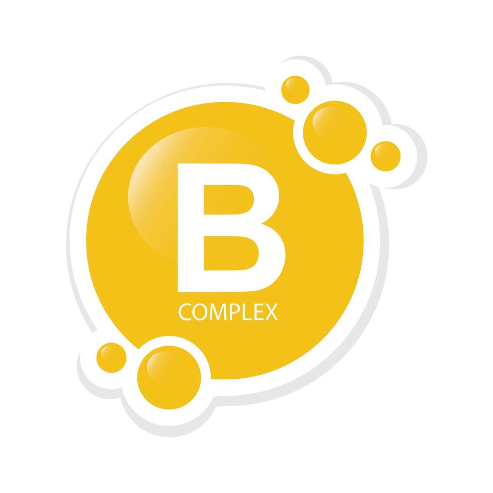 Gold colored vitamin B complex - icon, . vector