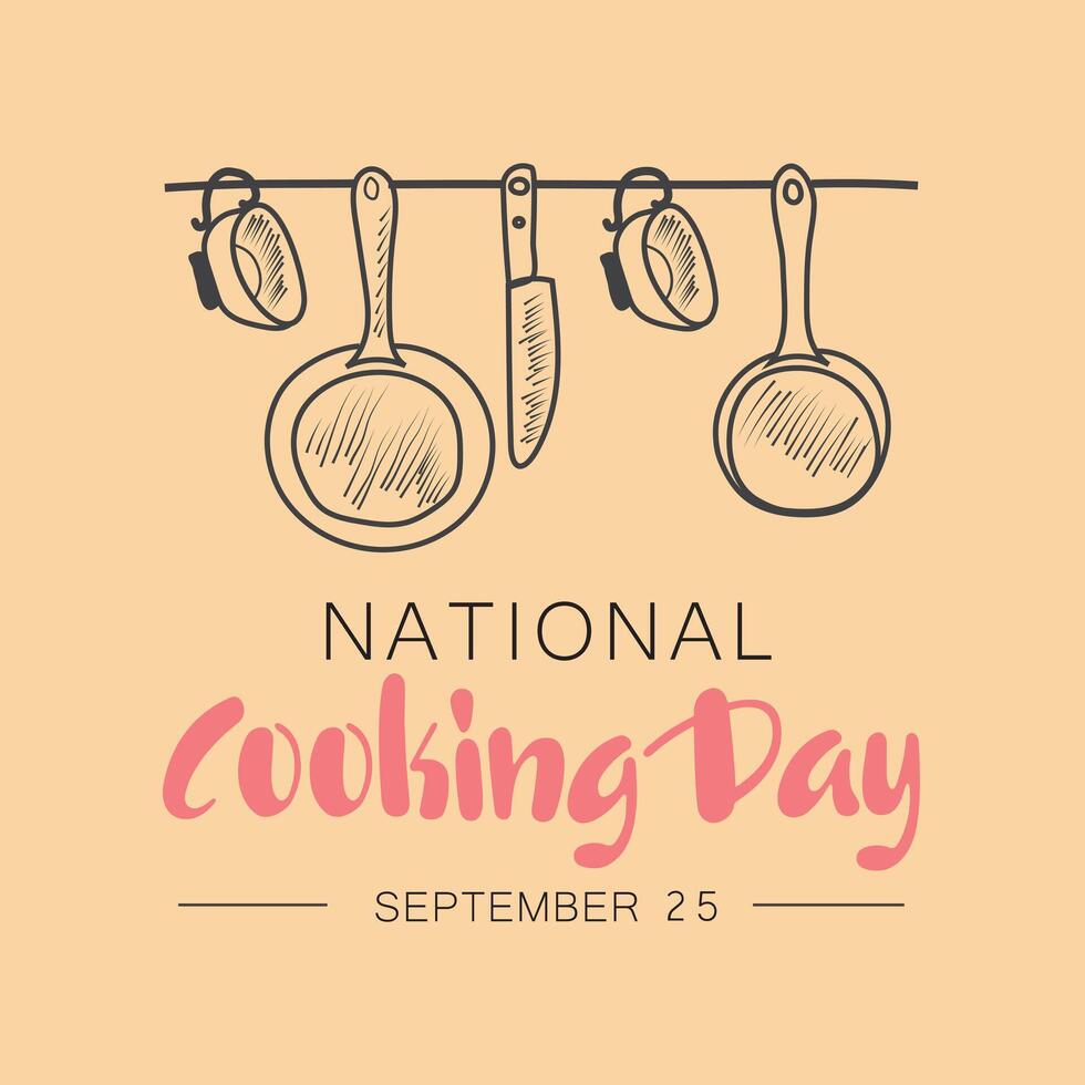 National Cooking Day, September 25 - calendar date. vector