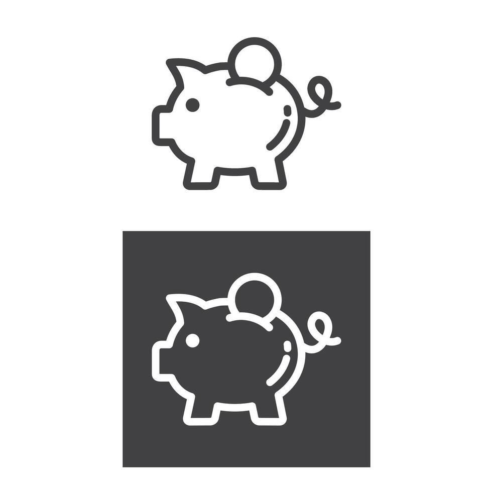 Piggy bank in two different versions. vector