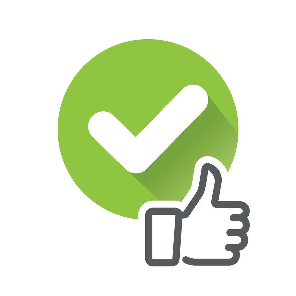 Check mark and a thumbs up. vector