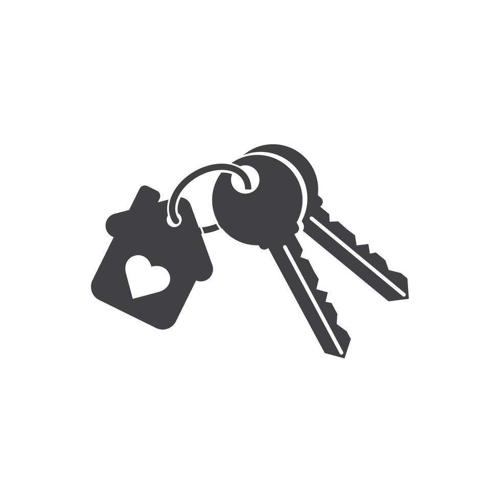 Two keys keychains with a house, icon, . vector