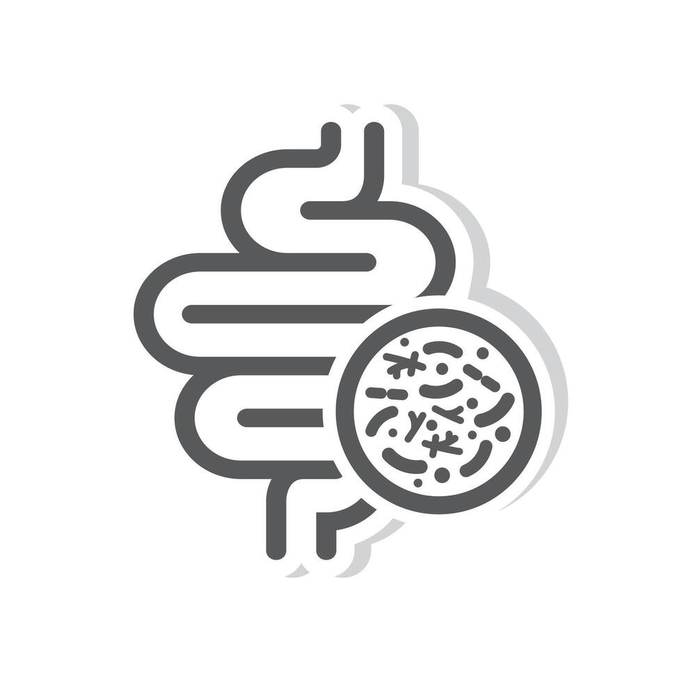 Intestines with a sign of good bacterial flora, sticker. vector