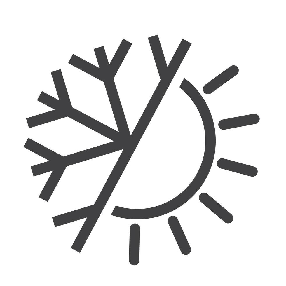 Sun snowflake sign, weather insulate, emblem, , illustration. vector