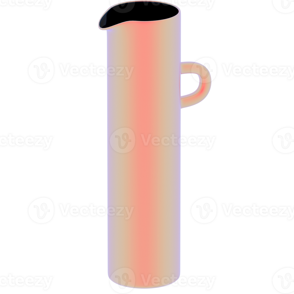3d render tall pitcher with transparent background png