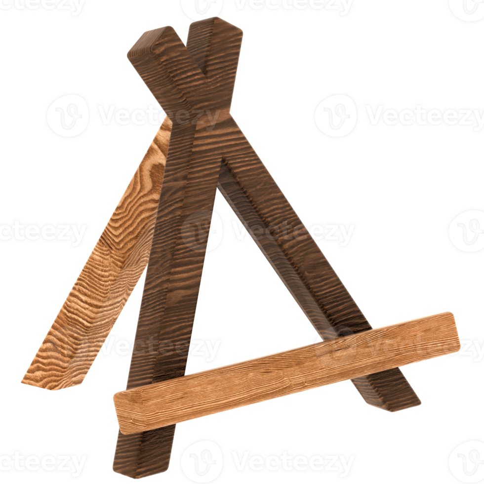 3d render wooden easel stand with transparent background png