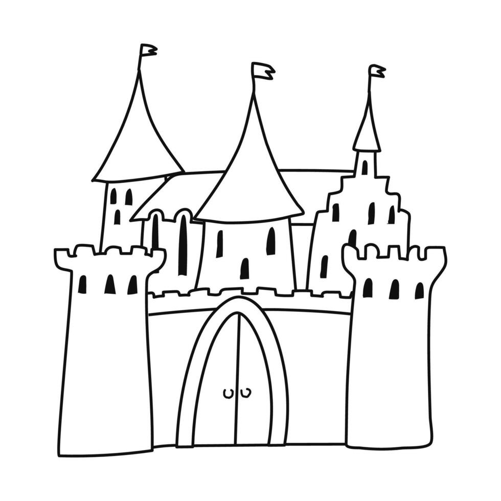 Outline Illustration of Medieval Castle Isolated on White Background vector