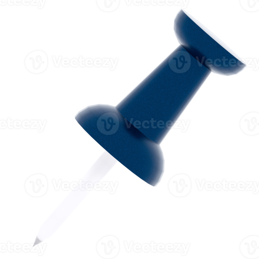 3d render blue pushpin with transparent background png