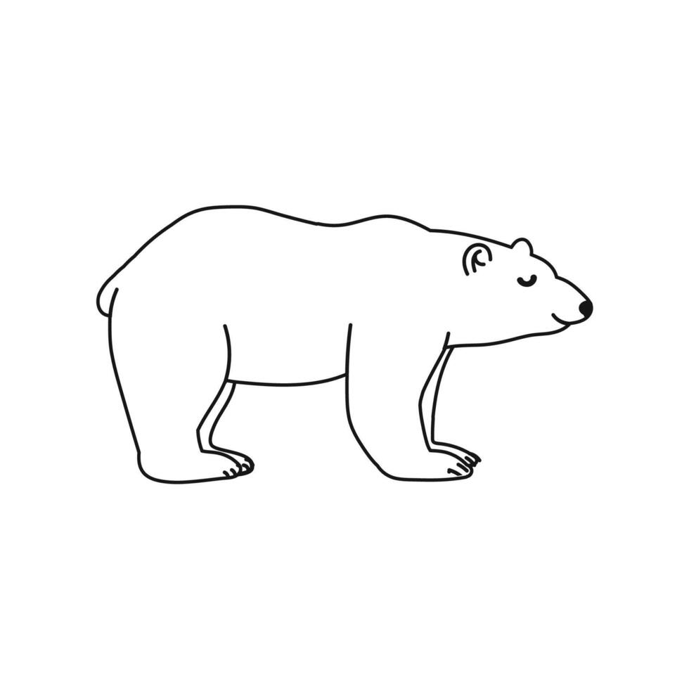 Outline Illustration of Polar Bear Isolated on White Background vector