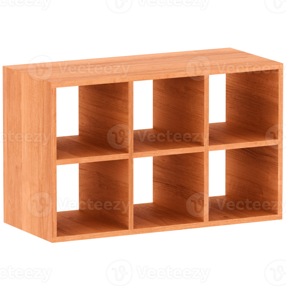 3d render wooden horizontal shelf with transparent background png