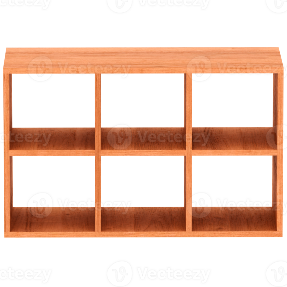 Render wooden horizontal shelf with transparent background png