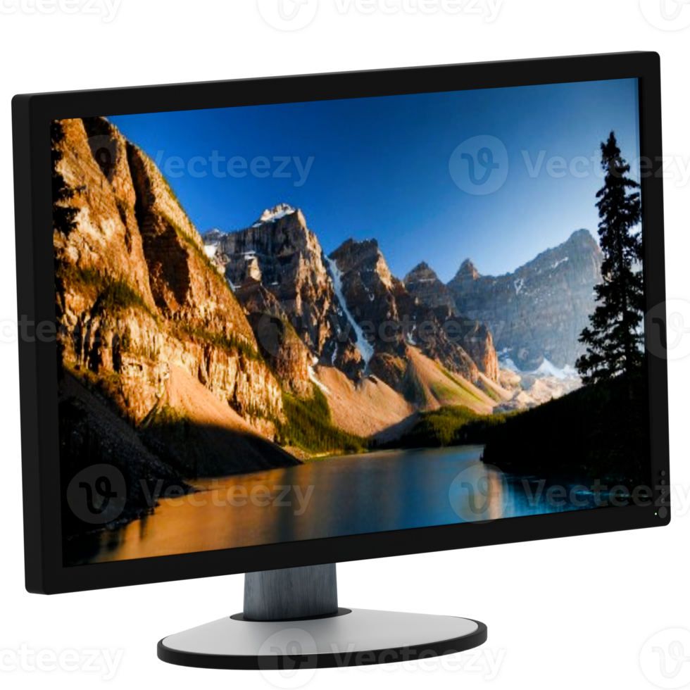 3d render computer monitor with transparent background png