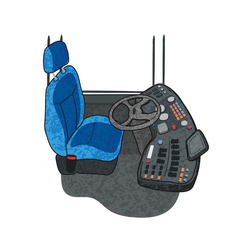 Colorful Illustration of Bus Driver Seat Isolated on White Background vector