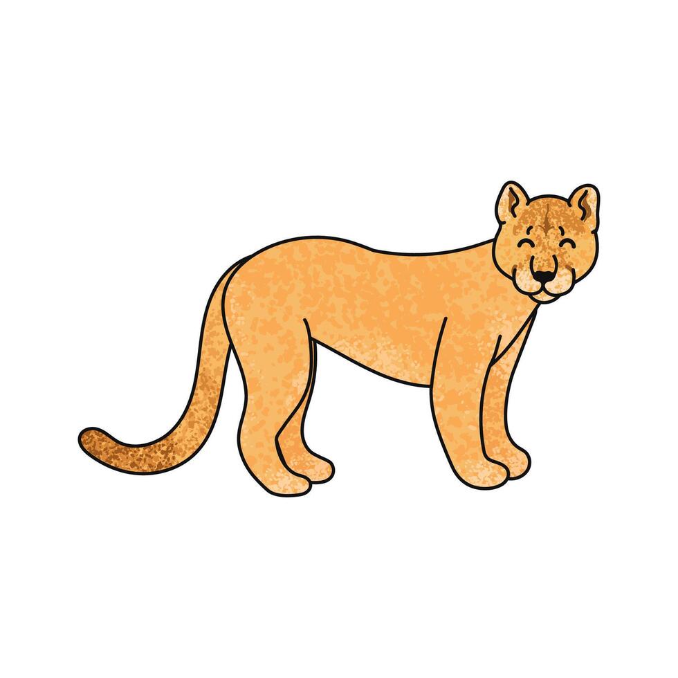 Colorful Illustration of Cute Puma Isolated on White Background vector