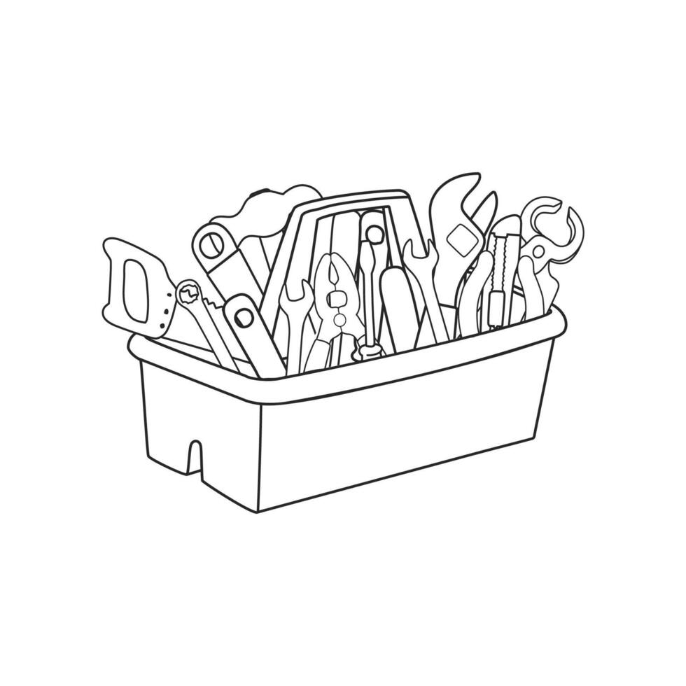 Outline Illustration of Toolbox Isolated on White Background vector