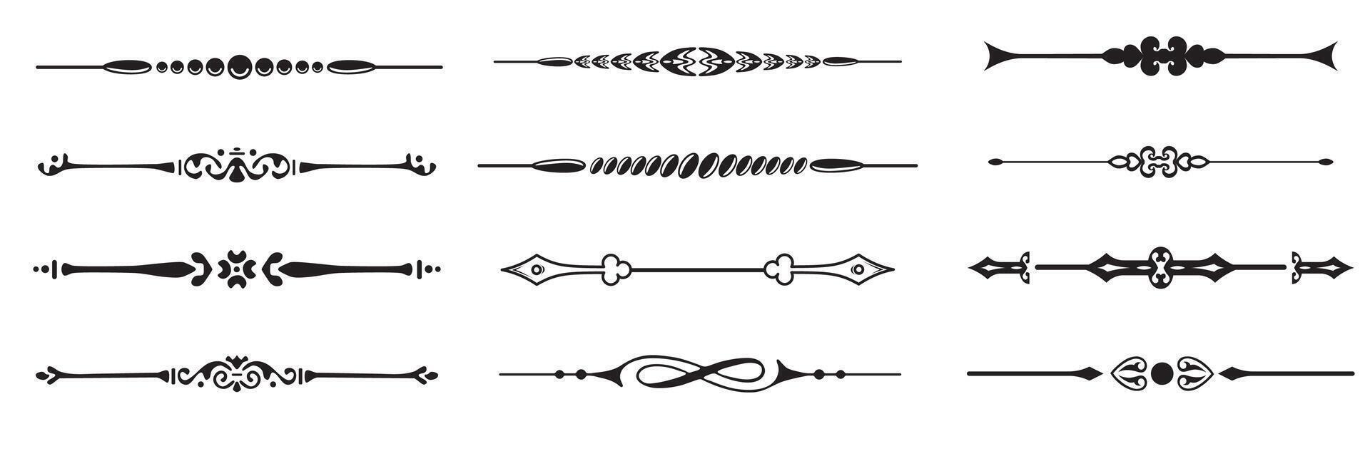 Set of decorative divider elements. Border florish collection vector