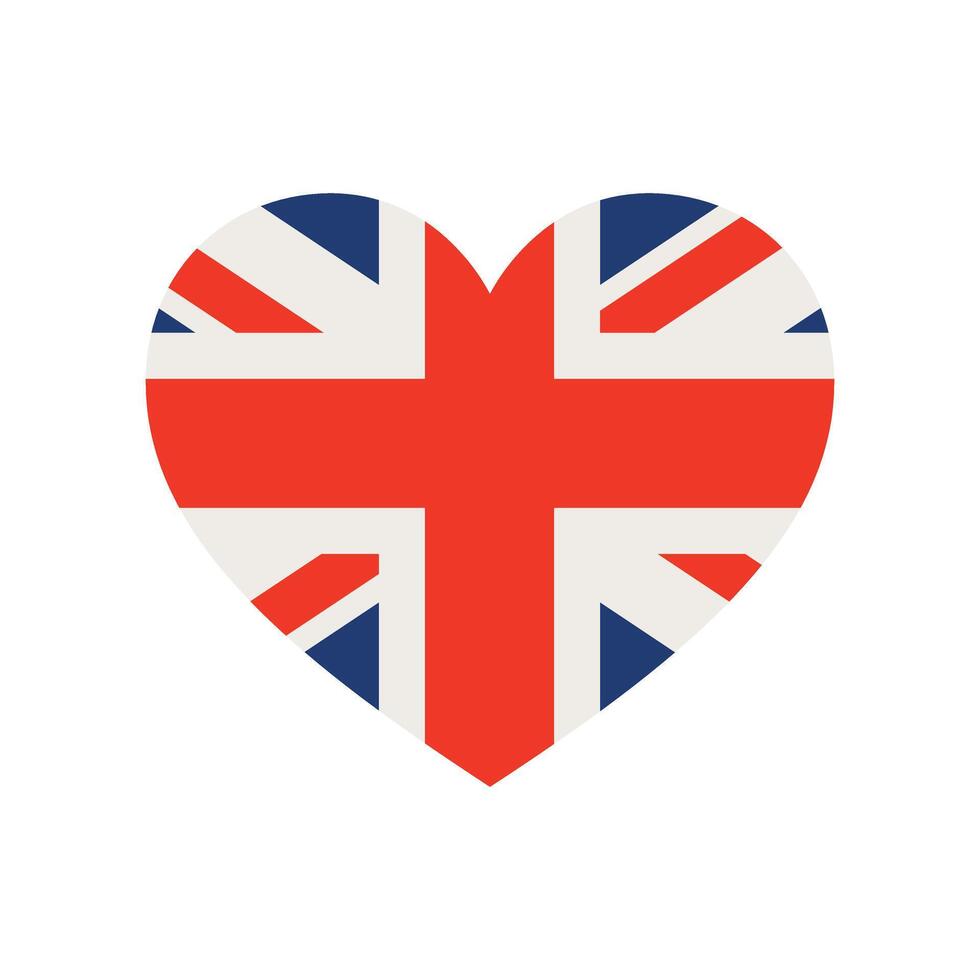 UK flag in heart icon vector