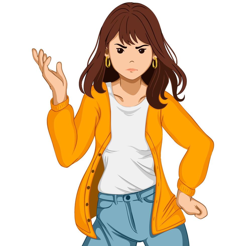 Illustration of a woman with an angry expression vector