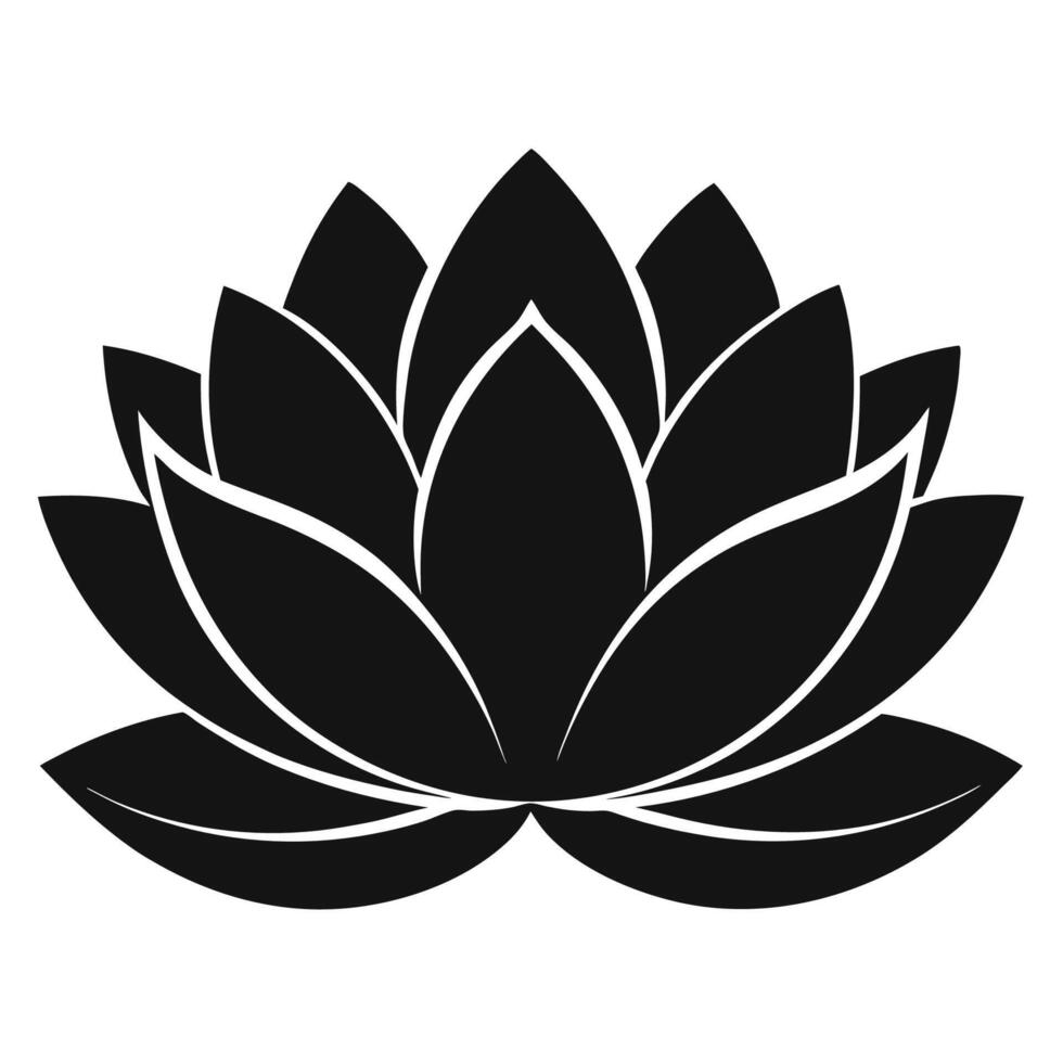 Black silhouette of a lotus flower, elegant lotus flower vector