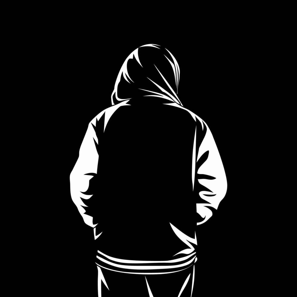Illustration of a hooded figure, symbolizing anonymity, mystery, and a sense of facelessness vector