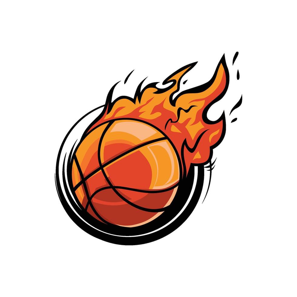 Fiery basketball in motion, representing passion and competition vector