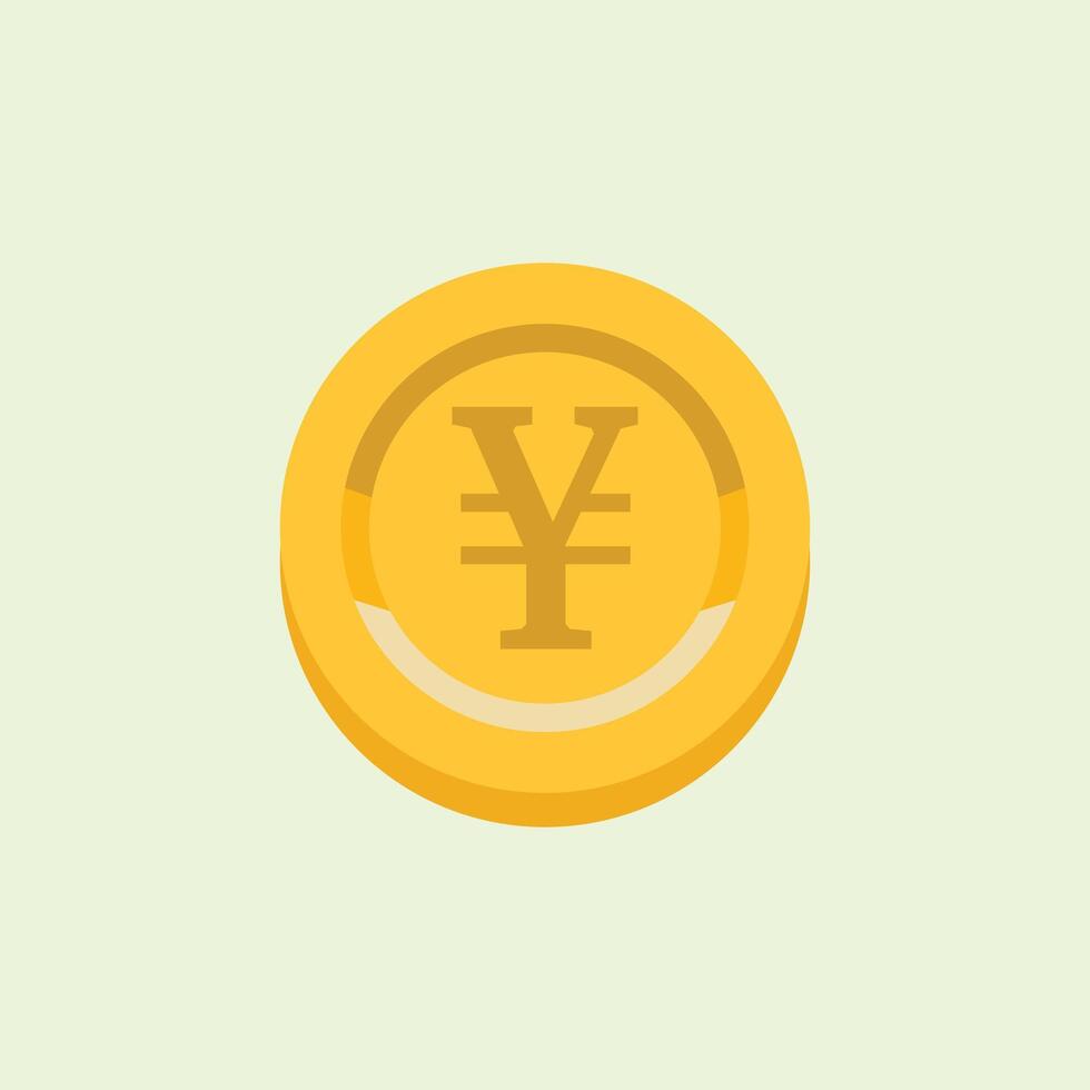 Yen coin flat icon, gold coin illustration element with yen currency as the coin symbol. illustration element design with finance and wealth theme vector