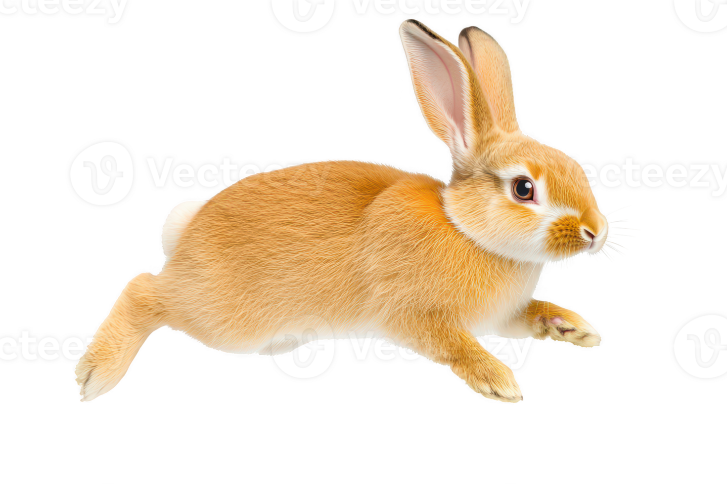 A cute, fluffy rabbit is energetically hopping across surface, showcasing its soft fur and long ears. rabbit playful demeanor adds sense of joy and liveliness to scene png