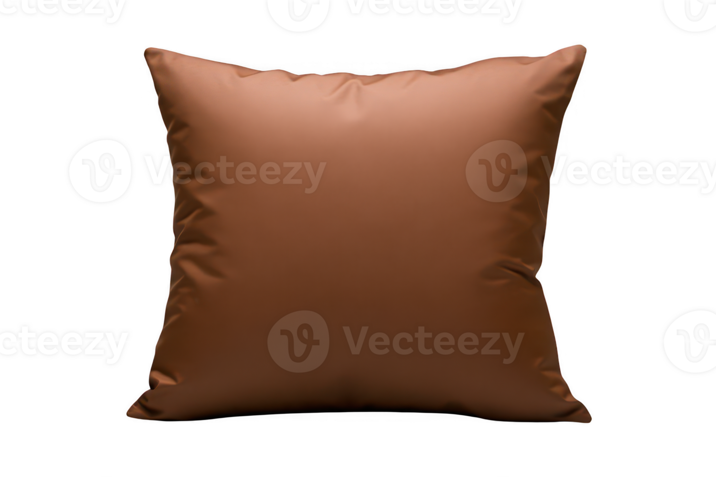 A plush, square cushion in rich brown color, perfect for adding warmth and comfort to any living space. Its smooth texture and simple design make it versatile decor piece png