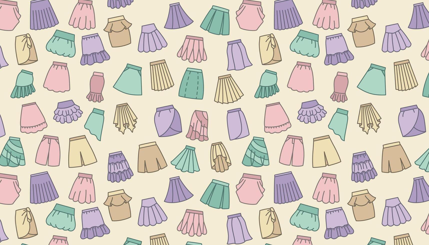 A Seamless Array of Skirts in a Harmonious Palette vector