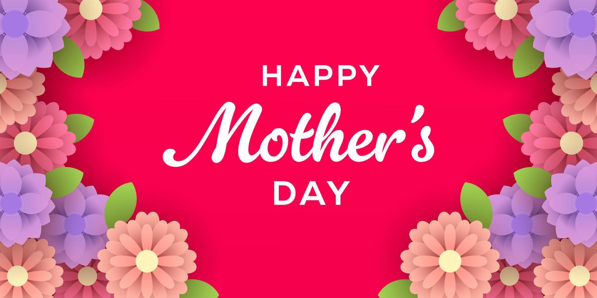 happy mother's day horizontal banner illustration in gradient style vector