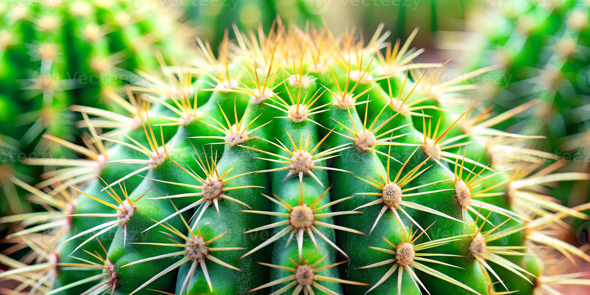 Barrel Cactus with Sharp Spines and Golden Tips on White Background photo