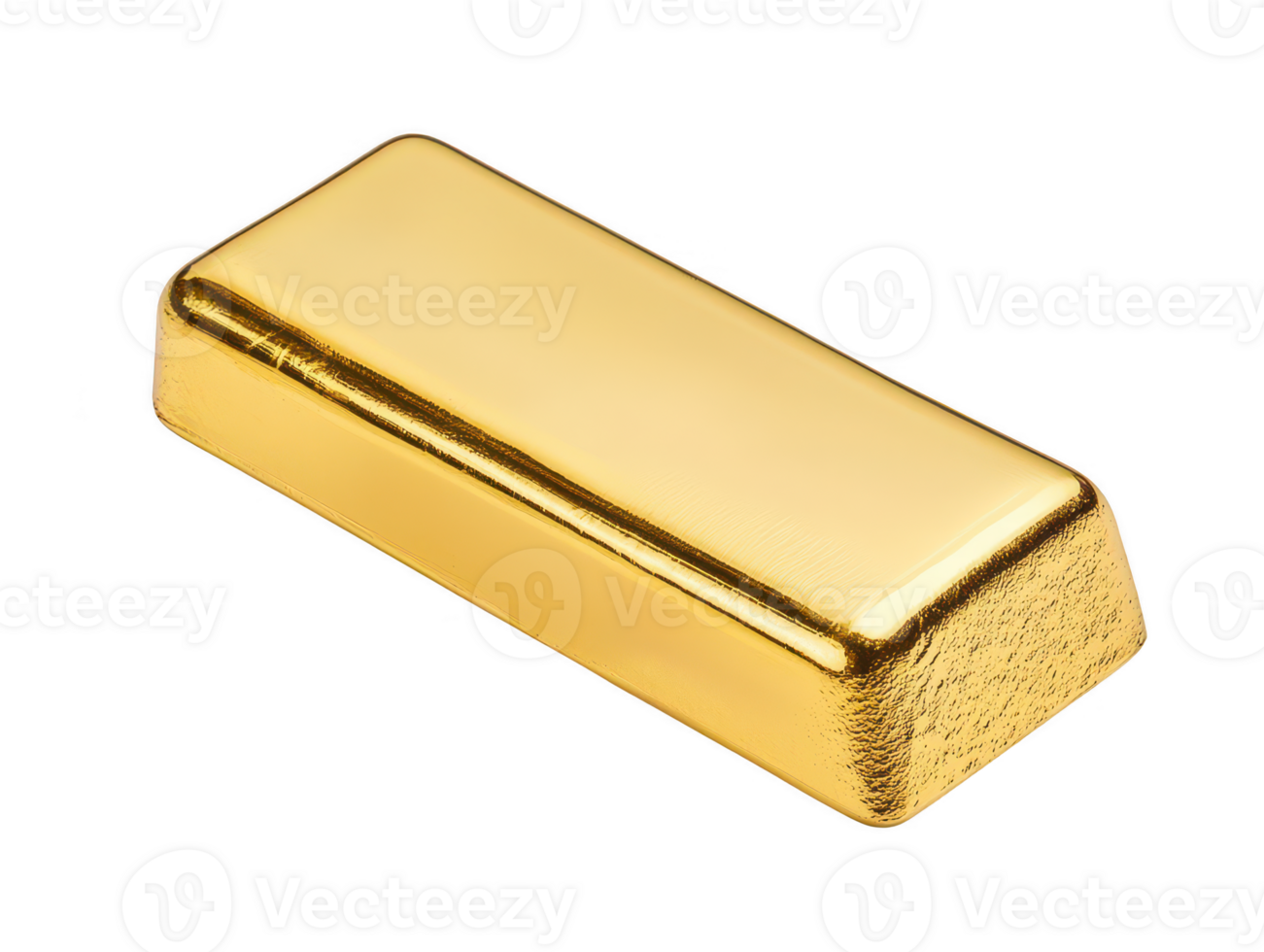 A shiny gold bar with smooth surface, symbolizing wealth and luxury, is displayed prominently against transparency background. Its reflective quality enhances its allure and value png