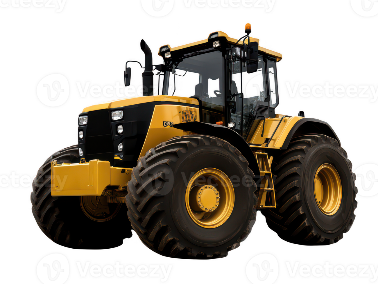 A powerful yellow tractor with large tires, designed for agricultural tasks, showcasing robust features and modern design. This vehicle symbolizes strength and efficiency in farming operations png