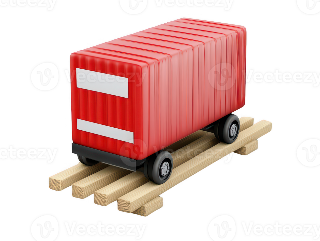 A red shipping container on wooden pallet, symbolizing logistics and transportation. This conveys efficiency and modern shipping solutions in vibrant and engaging manner png