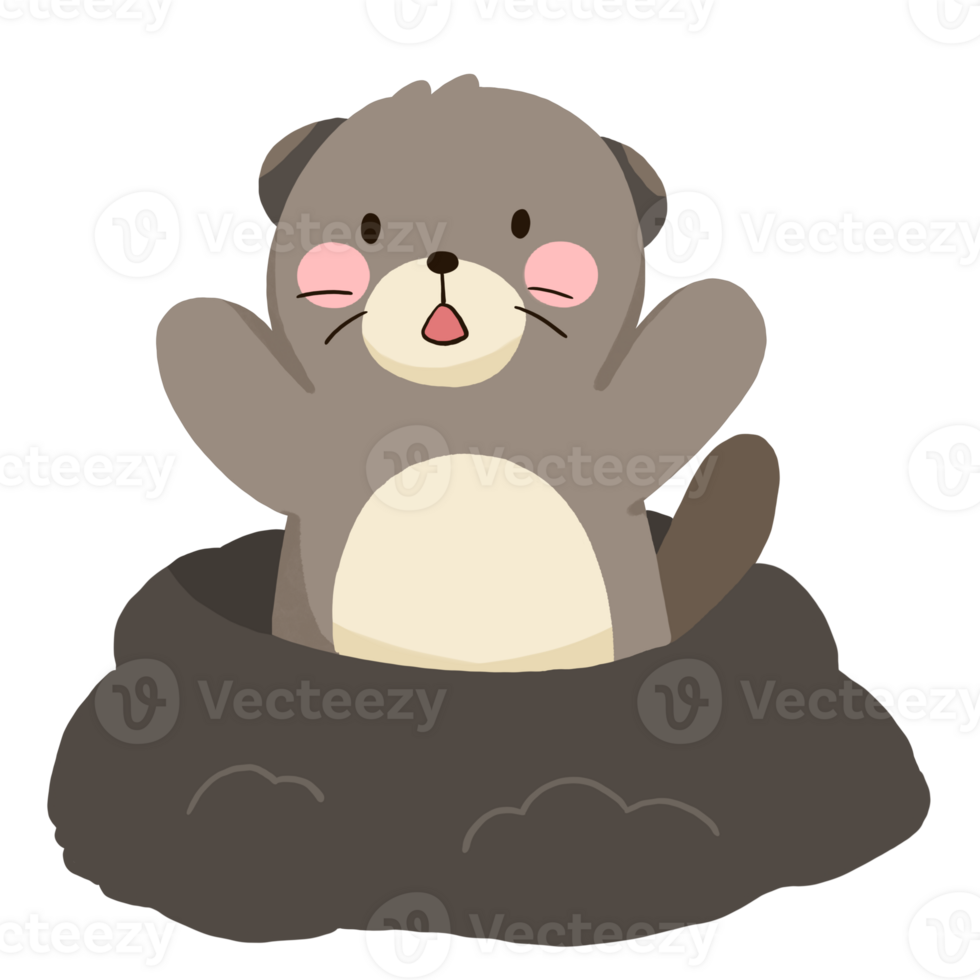 a groundhog sitting in a hole on a transparent background png