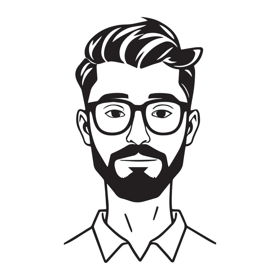 A man with glasses and a beard black vector