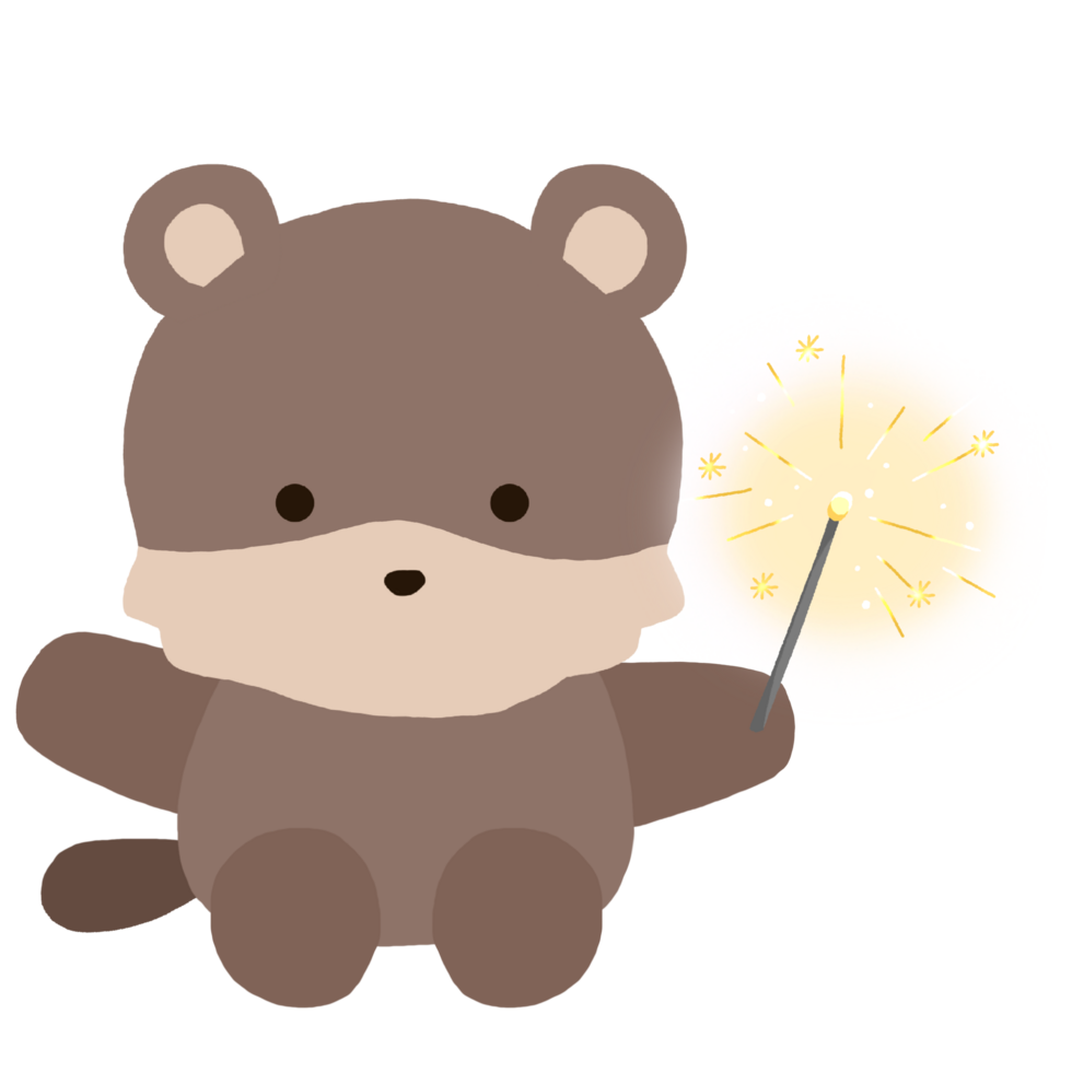 Cute brown groundhog holding a firework on transparent background png