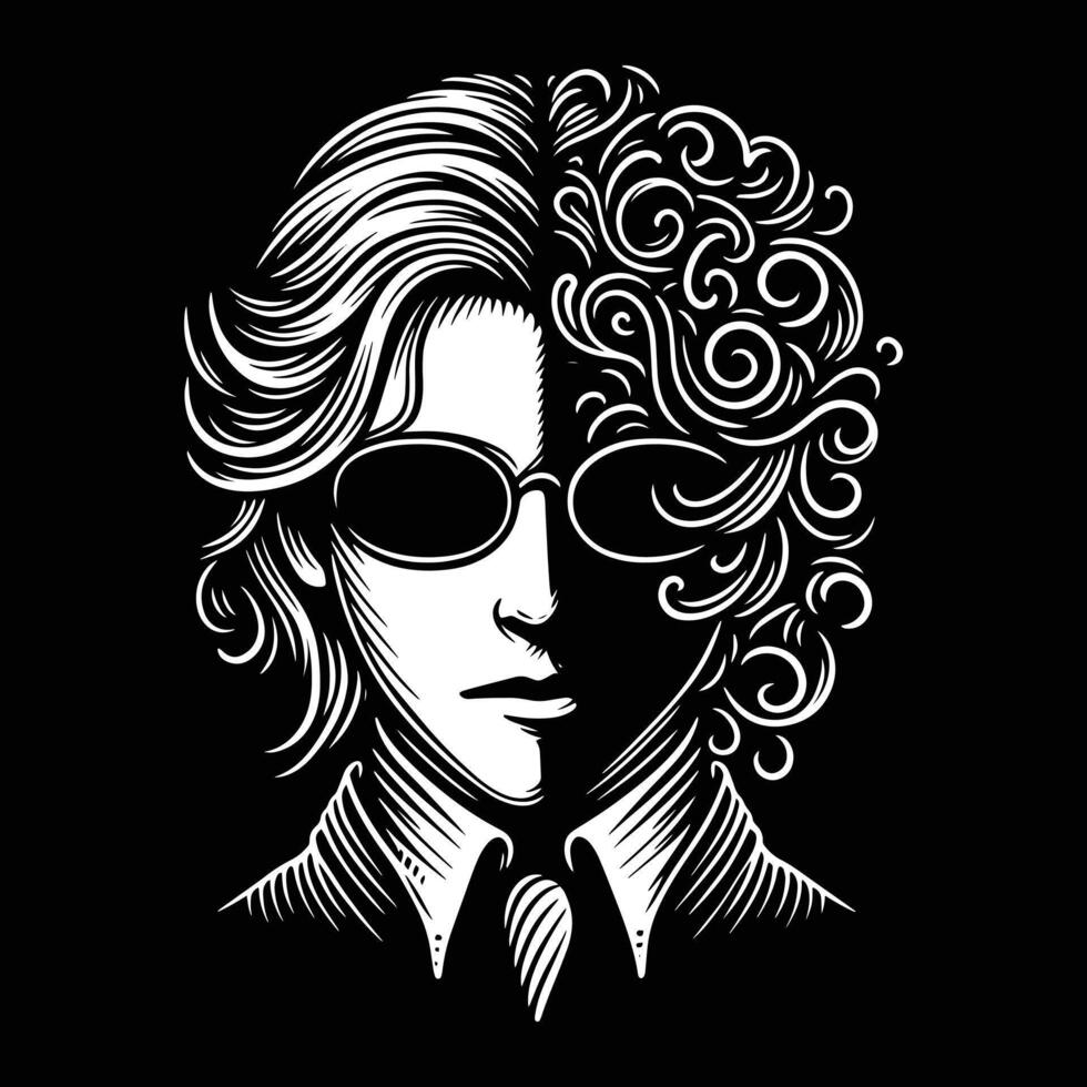 A man with curly hair and sunglasses vector