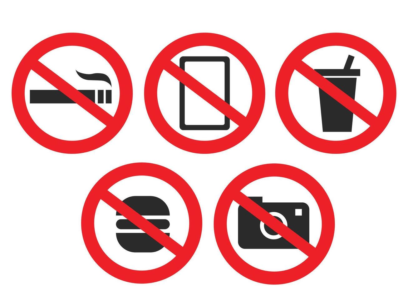 prohibit sign in buildings, malls, parking lots, restaurant vector