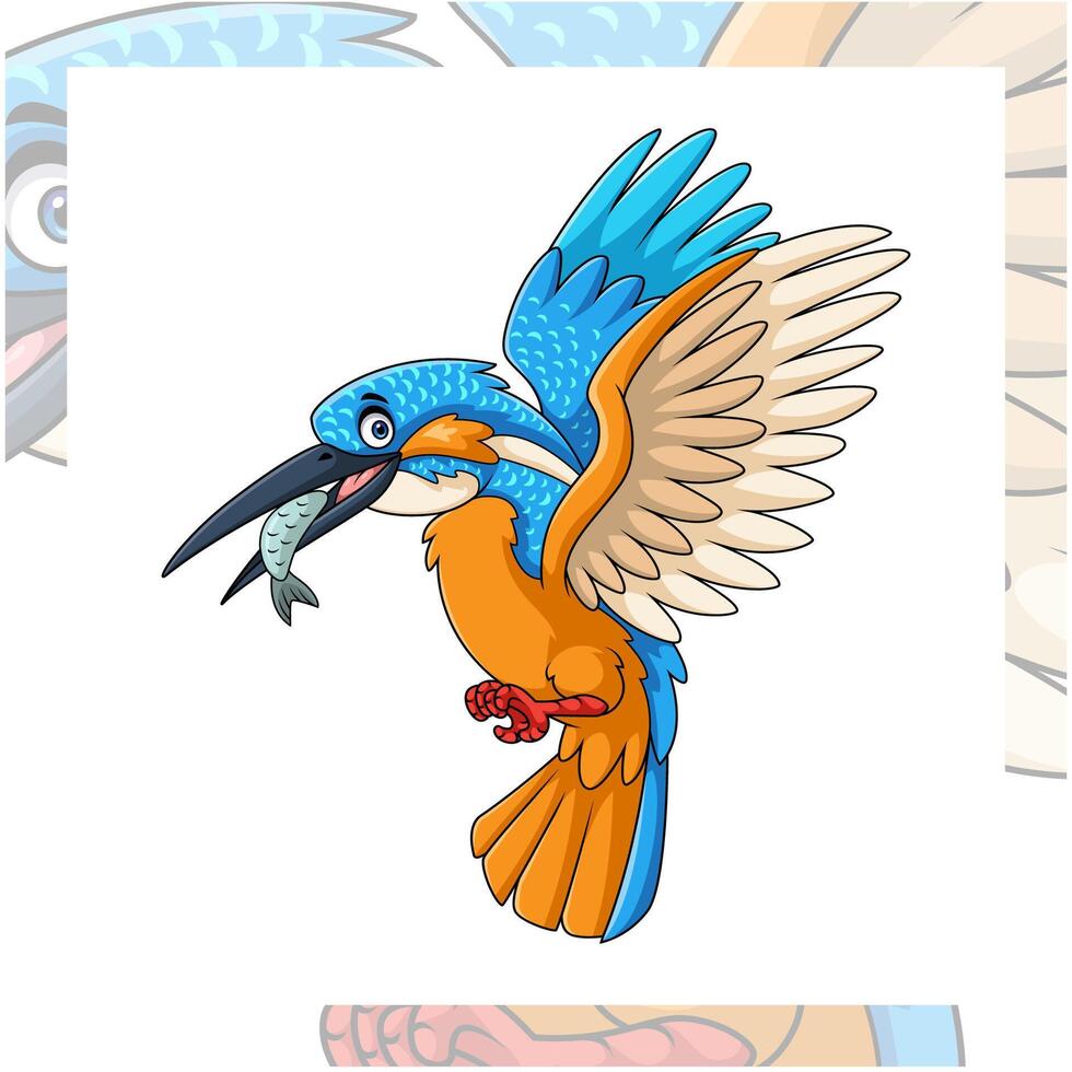 Kingfisher bird cartoon mascot character design vector
