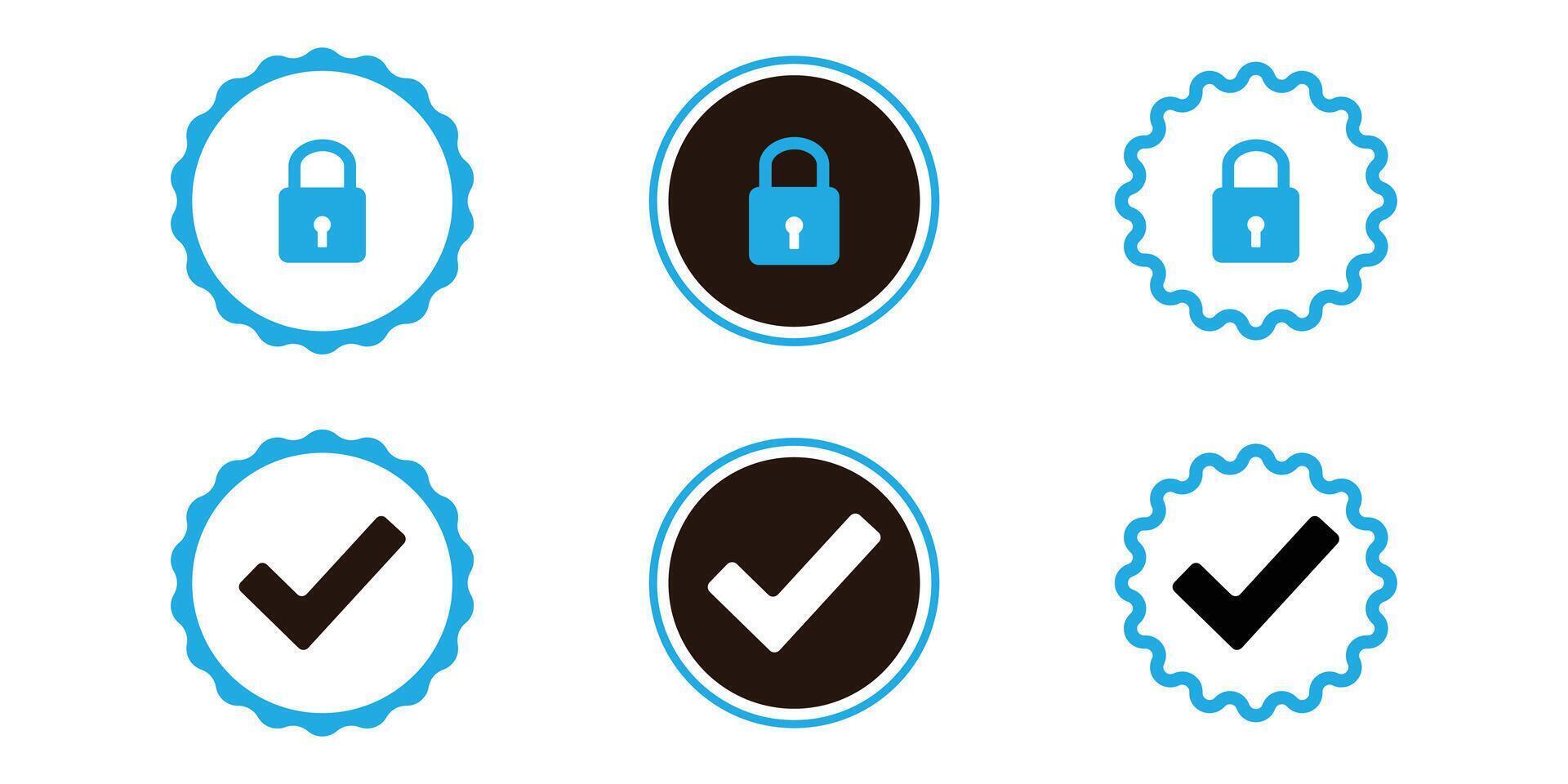 Privacy Policy and Verified Icons Set, Perfect for Websites or Apps. vector