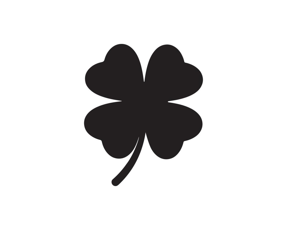 Elegant Four-Leaf Clover Silhouette Clipart vector