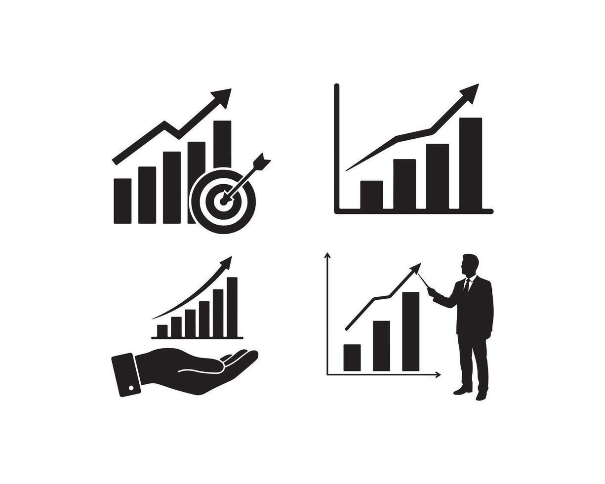 Upward Trend Graph Icon Set Business Development Icon Pack vector