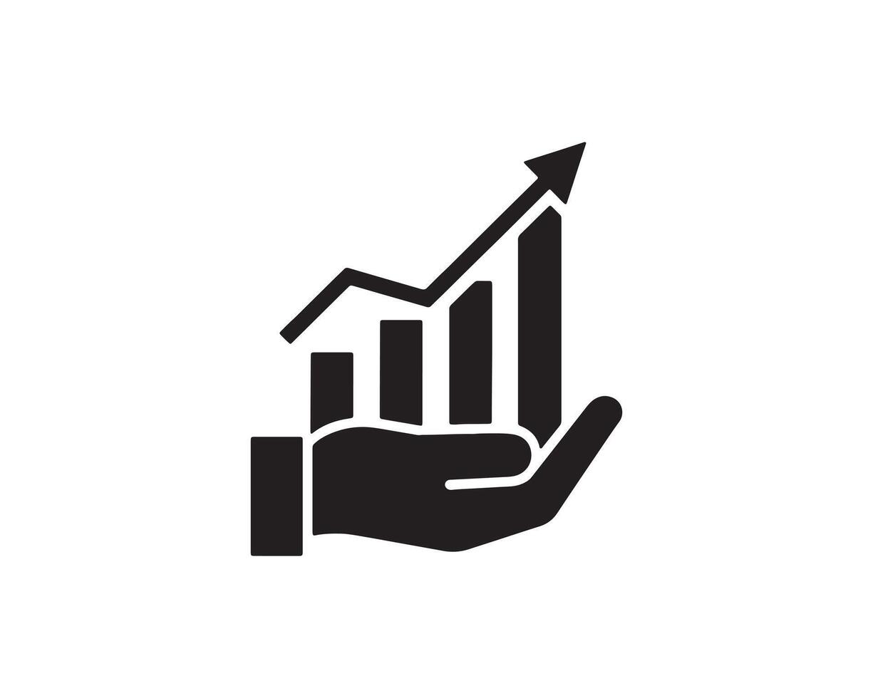 Black Silhouette of Business Development Profit Increase Concept vector
