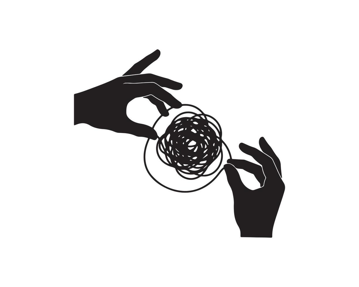 Problem Solving Concept Silhouette Hands and Messy Line vector