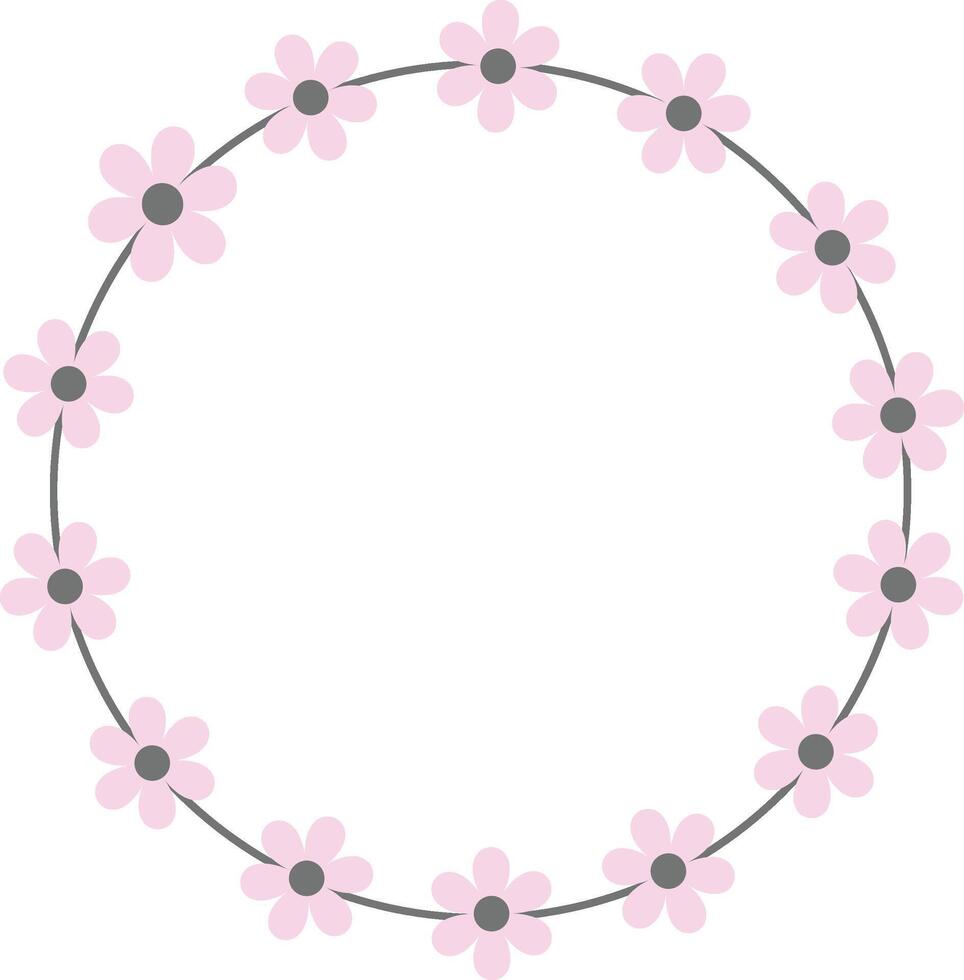 Floral Wreath Frame with Pink Flowers Design. vector