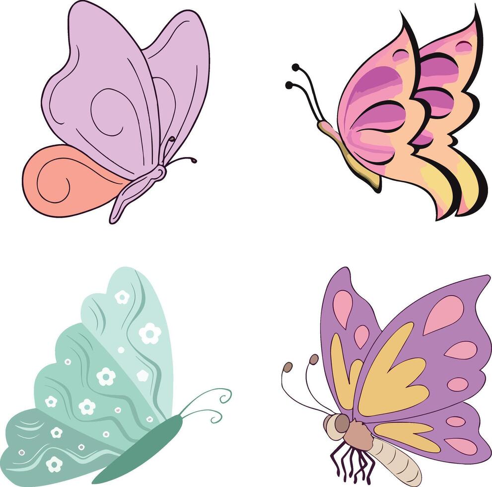 Colorful Butterfly Set for Nature Designs. vector