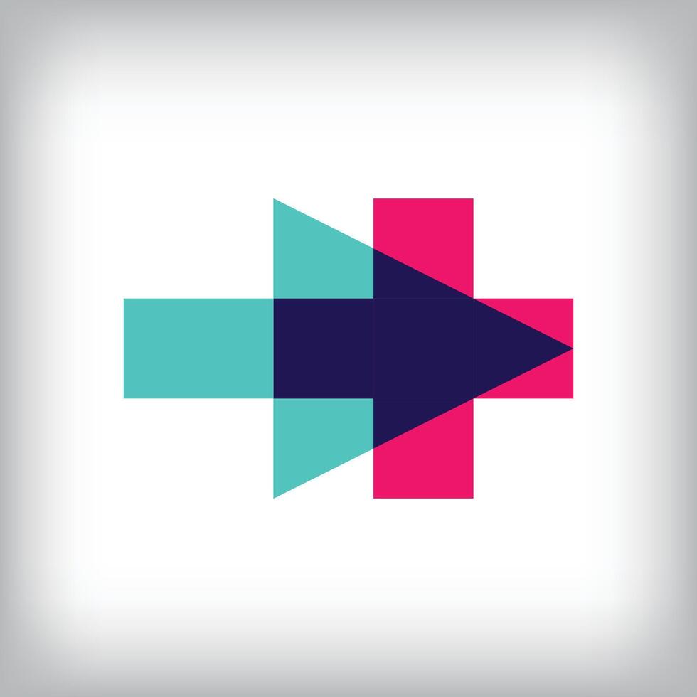Different colored arrow and health plus design. Simple medical hospital direction corporate template. vector