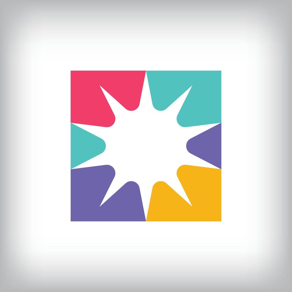 Different colorful star burst design. Simple artistic innovation flare corporate template. vector